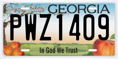 GA license plate PWZ1409