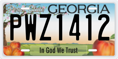 GA license plate PWZ1412