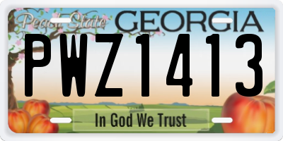 GA license plate PWZ1413