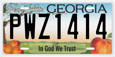 GA license plate PWZ1414