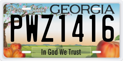 GA license plate PWZ1416
