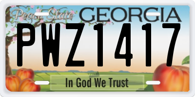 GA license plate PWZ1417