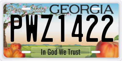 GA license plate PWZ1422