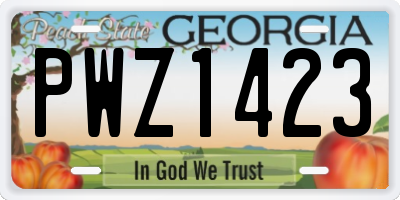 GA license plate PWZ1423