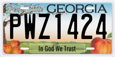 GA license plate PWZ1424