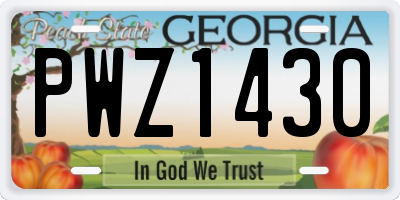 GA license plate PWZ1430