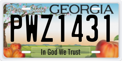 GA license plate PWZ1431