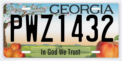 GA license plate PWZ1432