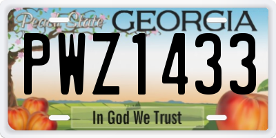 GA license plate PWZ1433