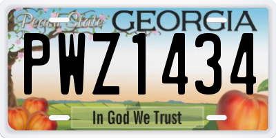 GA license plate PWZ1434
