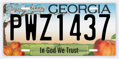GA license plate PWZ1437