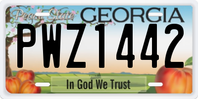 GA license plate PWZ1442