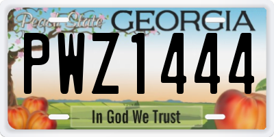 GA license plate PWZ1444