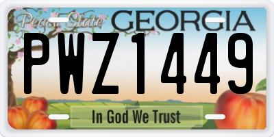 GA license plate PWZ1449