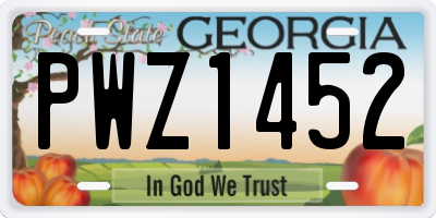 GA license plate PWZ1452