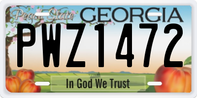 GA license plate PWZ1472