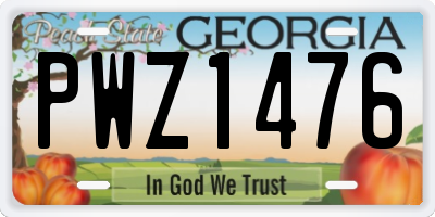 GA license plate PWZ1476
