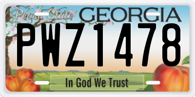 GA license plate PWZ1478