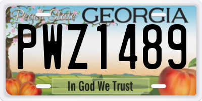 GA license plate PWZ1489