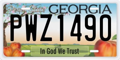 GA license plate PWZ1490
