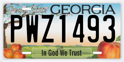 GA license plate PWZ1493