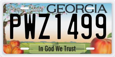 GA license plate PWZ1499