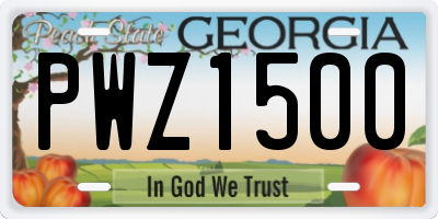 GA license plate PWZ1500