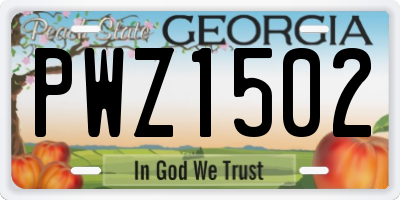 GA license plate PWZ1502