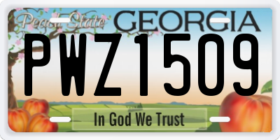 GA license plate PWZ1509