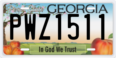 GA license plate PWZ1511