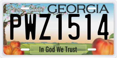 GA license plate PWZ1514