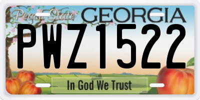 GA license plate PWZ1522
