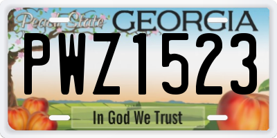 GA license plate PWZ1523