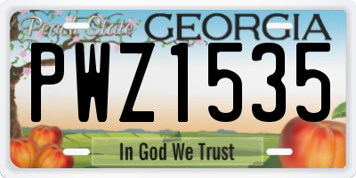 GA license plate PWZ1535