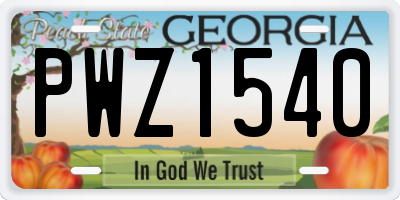 GA license plate PWZ1540