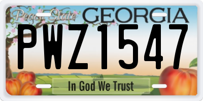GA license plate PWZ1547