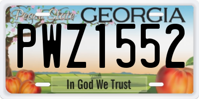 GA license plate PWZ1552