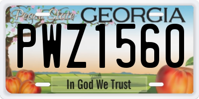 GA license plate PWZ1560