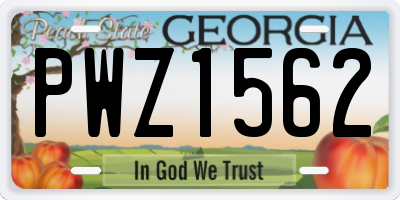 GA license plate PWZ1562