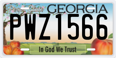 GA license plate PWZ1566