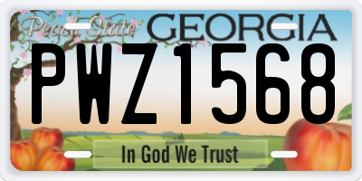 GA license plate PWZ1568