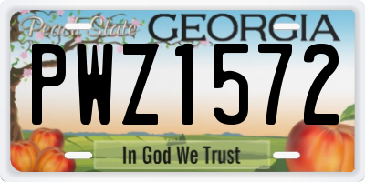GA license plate PWZ1572