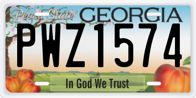 GA license plate PWZ1574
