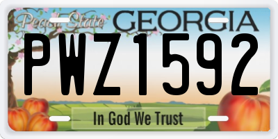 GA license plate PWZ1592