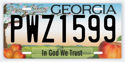 GA license plate PWZ1599