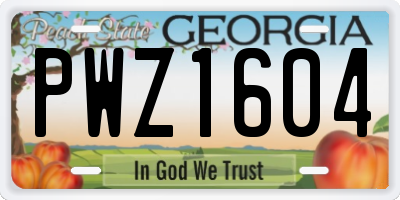 GA license plate PWZ1604
