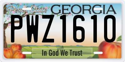 GA license plate PWZ1610
