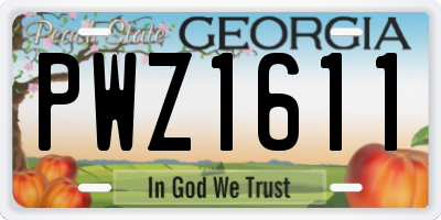GA license plate PWZ1611