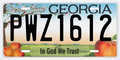 GA license plate PWZ1612