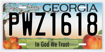 GA license plate PWZ1618